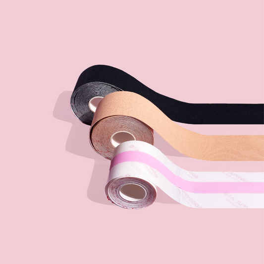 Boobyful Aid boob tape in nude, black and clear
