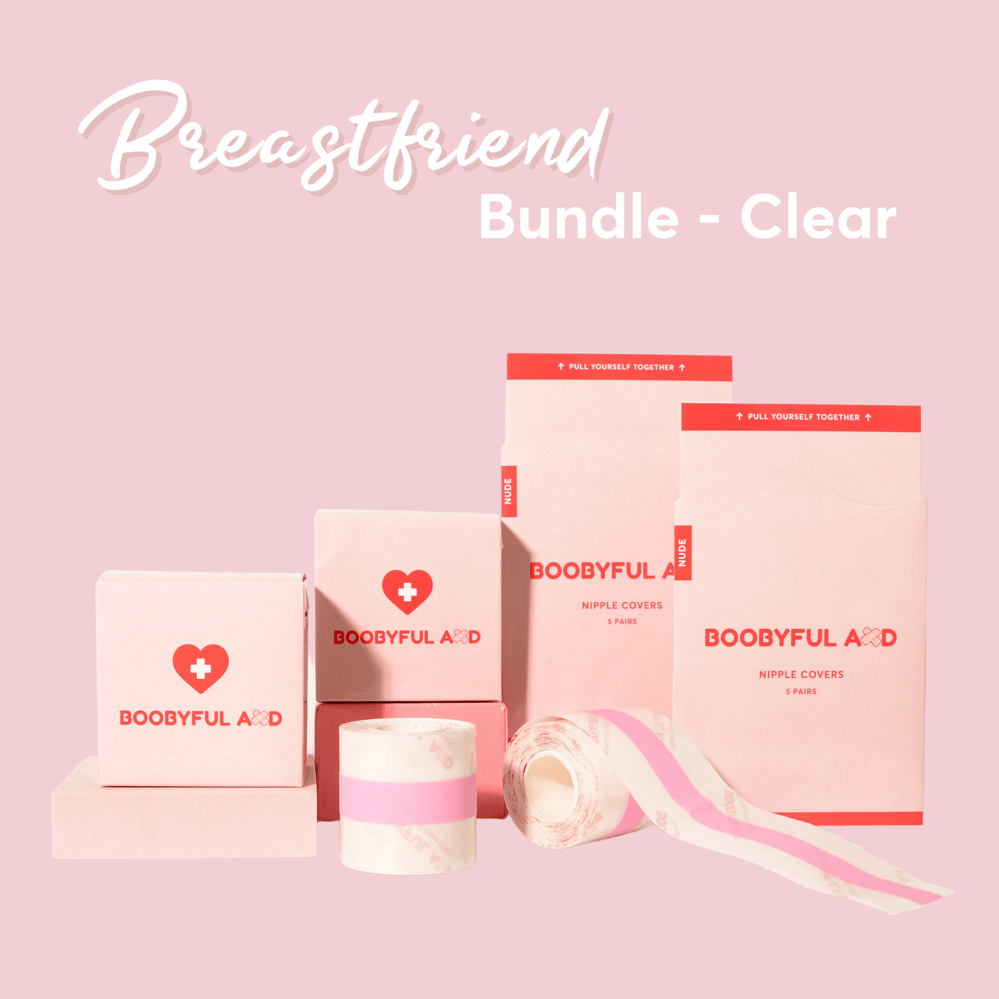 boobyful aid breastfriend bundle clear boob tape with two rolls and two nipple covers