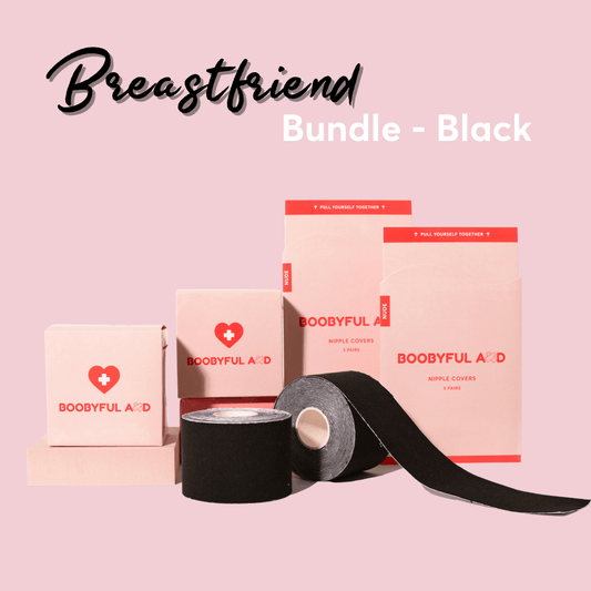 boobyful aid breastfriend bundle black boob tape including two rolls and two nipple covers